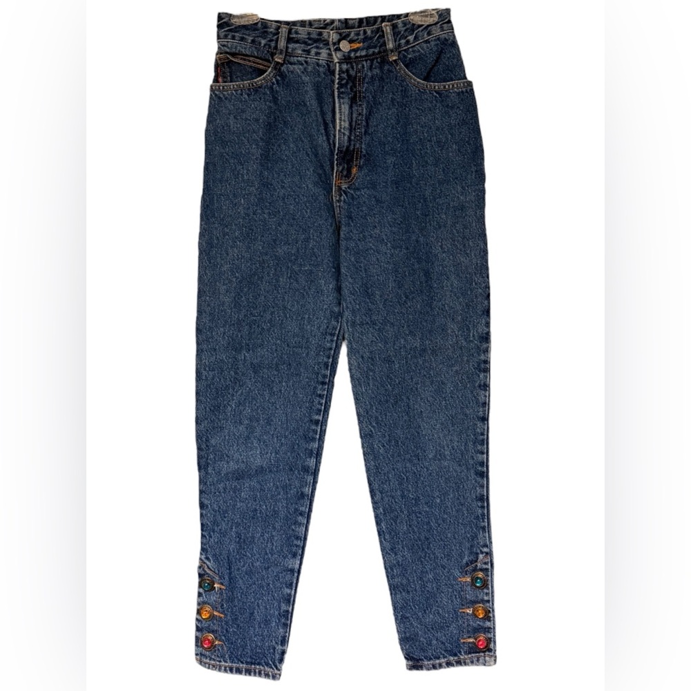 Vintage BONGO Blue Jeans with Colorful Button Accents